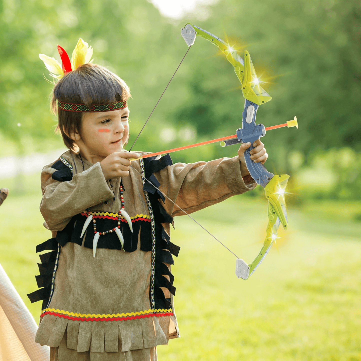 VEVOR Bow and Arrow Set for Kids, 2 Pack LED Light Up Archery Set with 20 Suction Cup Arrows, Standing Target, 2 Quivers, 2 Guns, 20 Soft Bullets, 3 Target Cans, Outdoor Toy for Boy & Girl 6+ Year Old - The Little Big Store