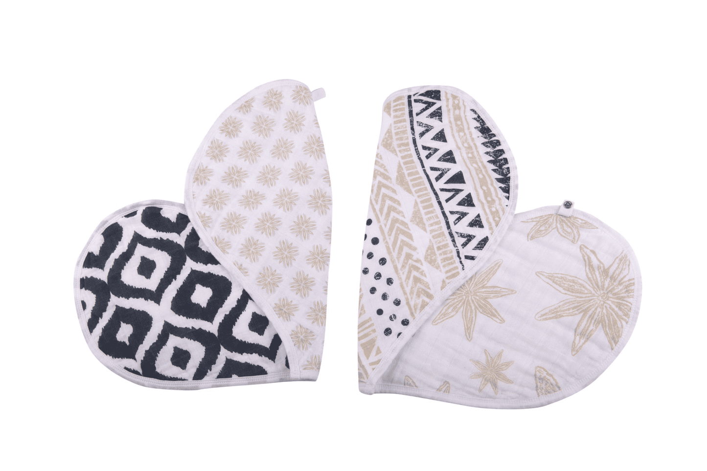 Boho Flower Heart Cotton Bibs 2PK - The Little Big Store