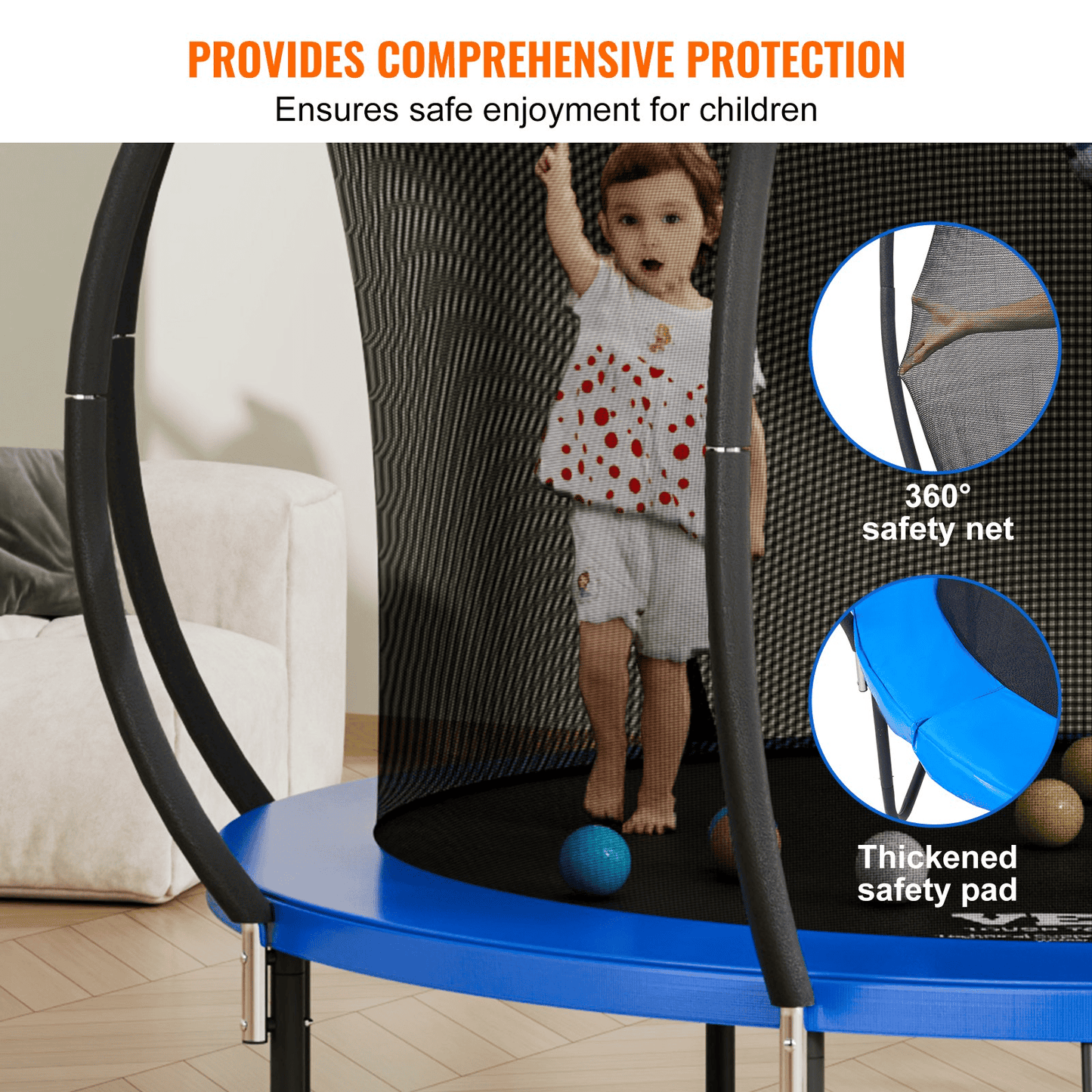 VEVOR 10FT Trampoline, 330 lbs Trampoline with Enclosure Net, Ladder, and Curved Pole, Heavy Duty Trampoline with Jumping Mat and Spring Cover Padding, Outdoor Recreational Trampolines for Kids Adults - The Little Big Store