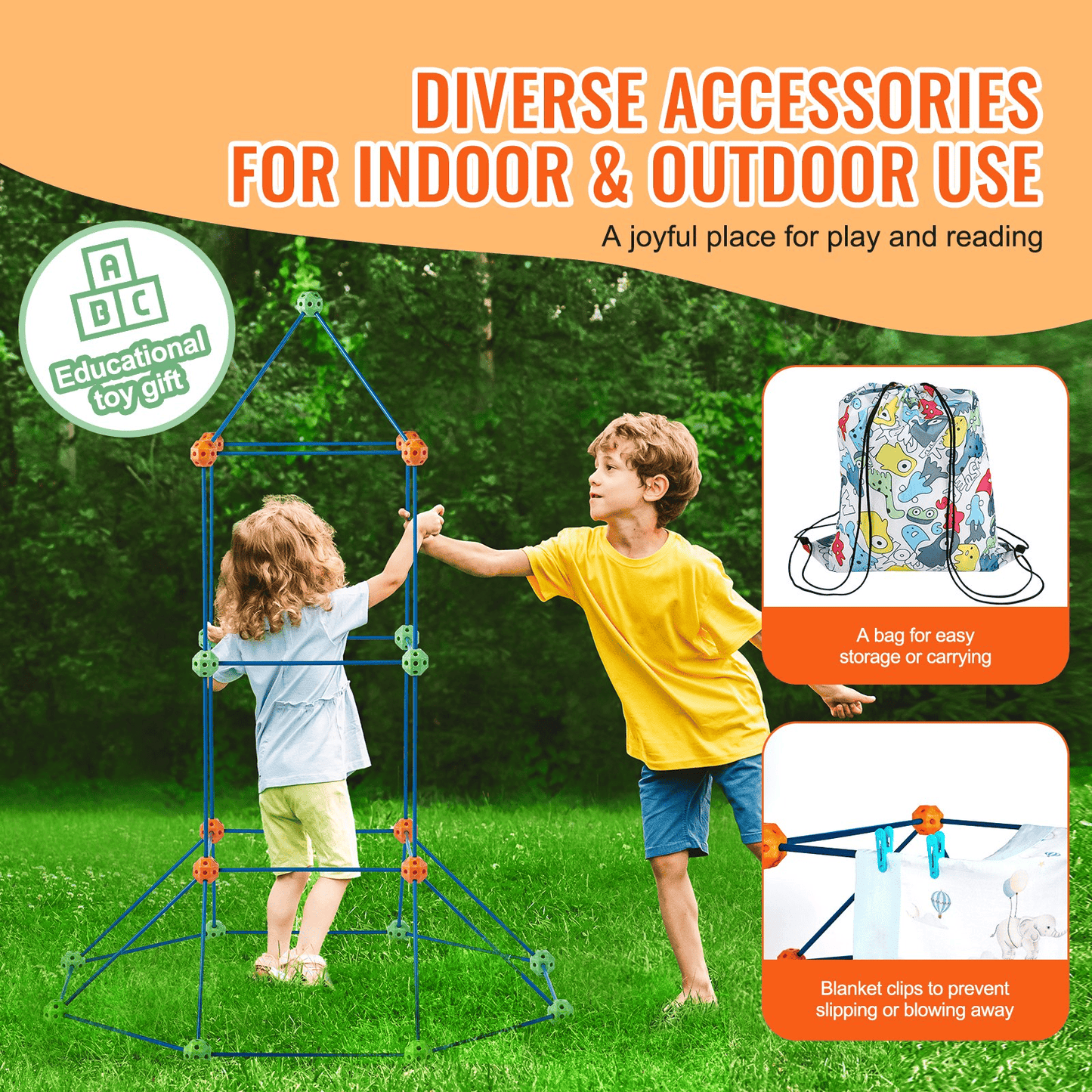 VEVOR Tent Fort Building Kit for Kids STEM Construction Toy Set Castle 120PCS - The Little Big Store