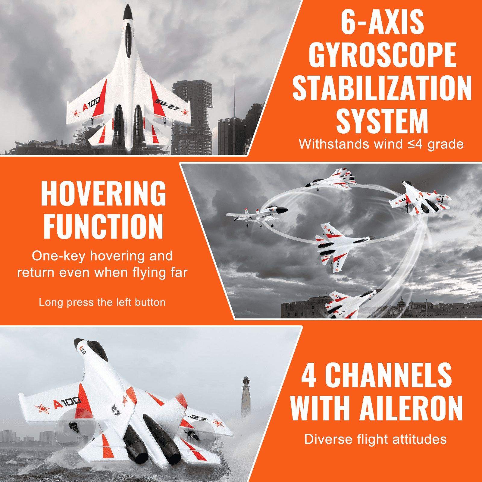 VEVOR RC Airplane Fighter EPP Foam RC Plane Toy 2.4GHz Remote Control 3D/6G Mode - The Little Big Store