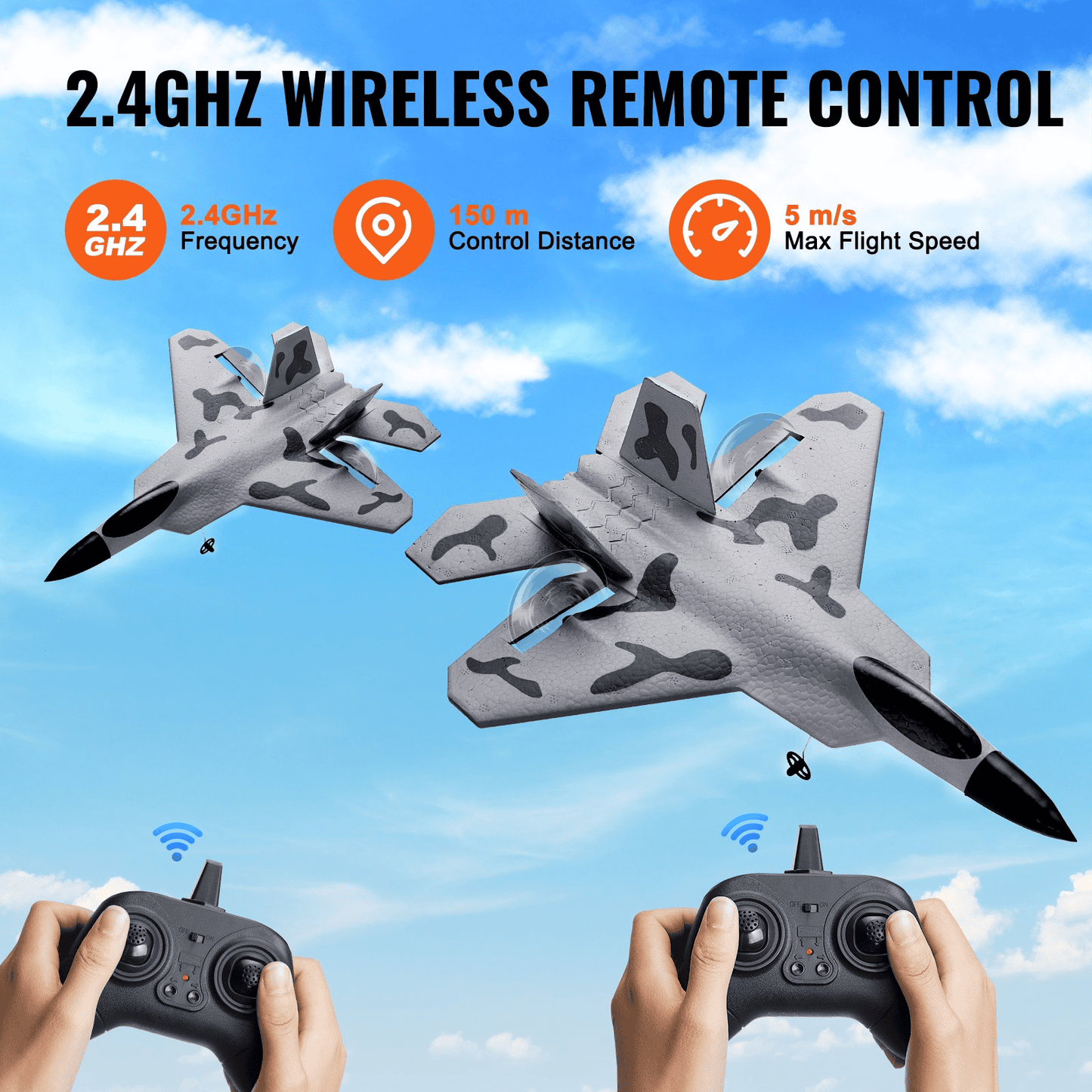 VEVOR RC Airplane Fighter EPP Foam RC Plane Toy with 2.4 GHz Remote Control - The Little Big Store