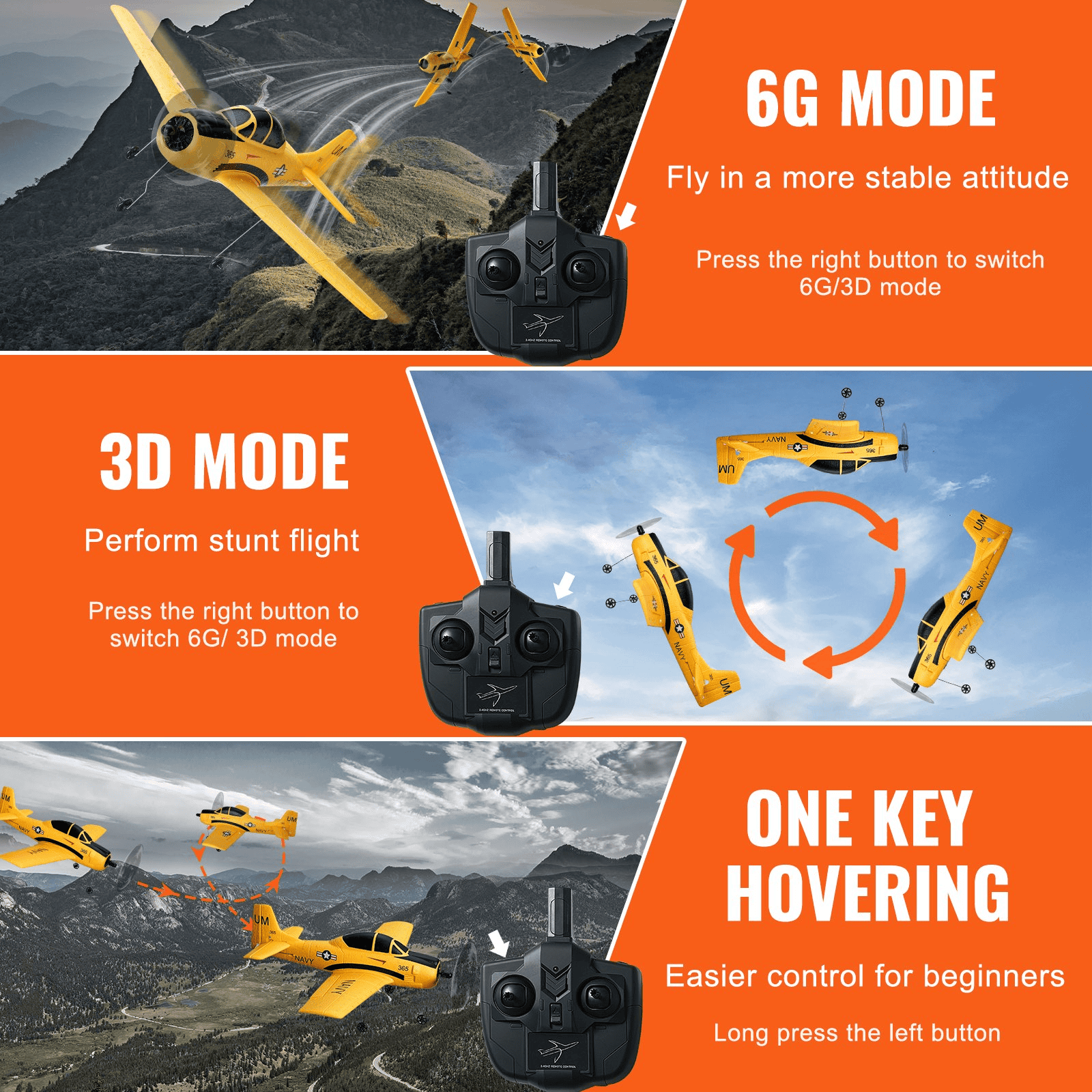 VEVOR RC Airplane Trainer Aircraft EPP Foam RC Plane Toy 2.4 GHz Remote Control - The Little Big Store