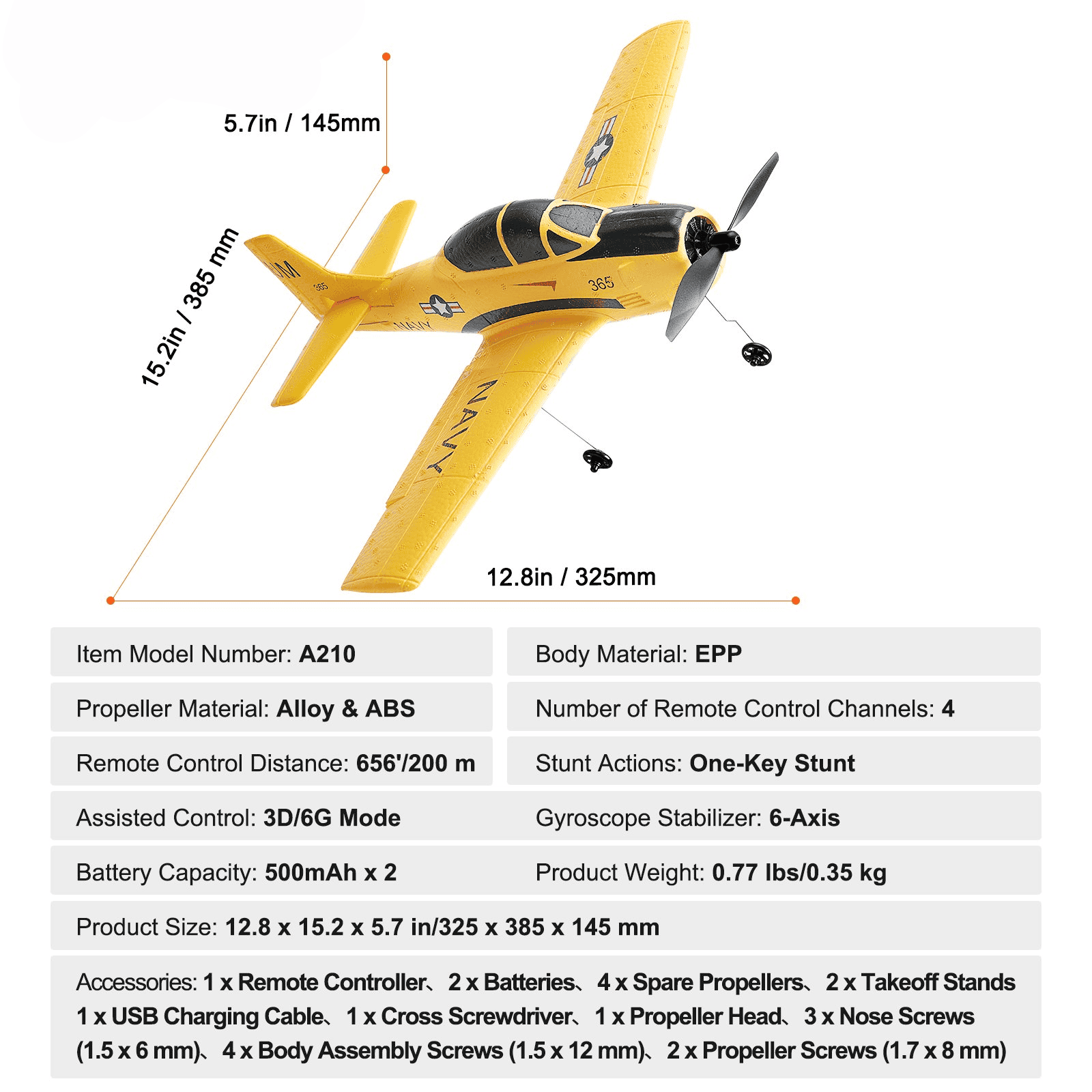 RC Trainer Aircraft Remote Control Airplane with 6-Axis Gyroscope