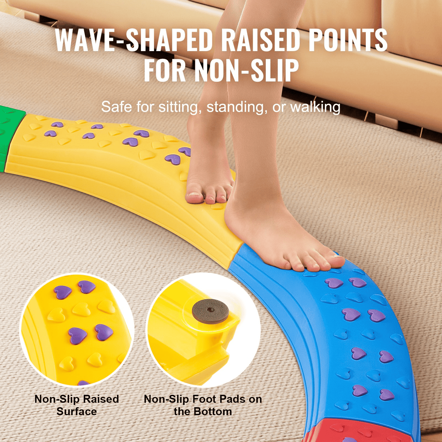 VEVOR Kids Balance Beam Stepping Stones Gymnastics Children Balance Board 8 PCS - The Little Big Store