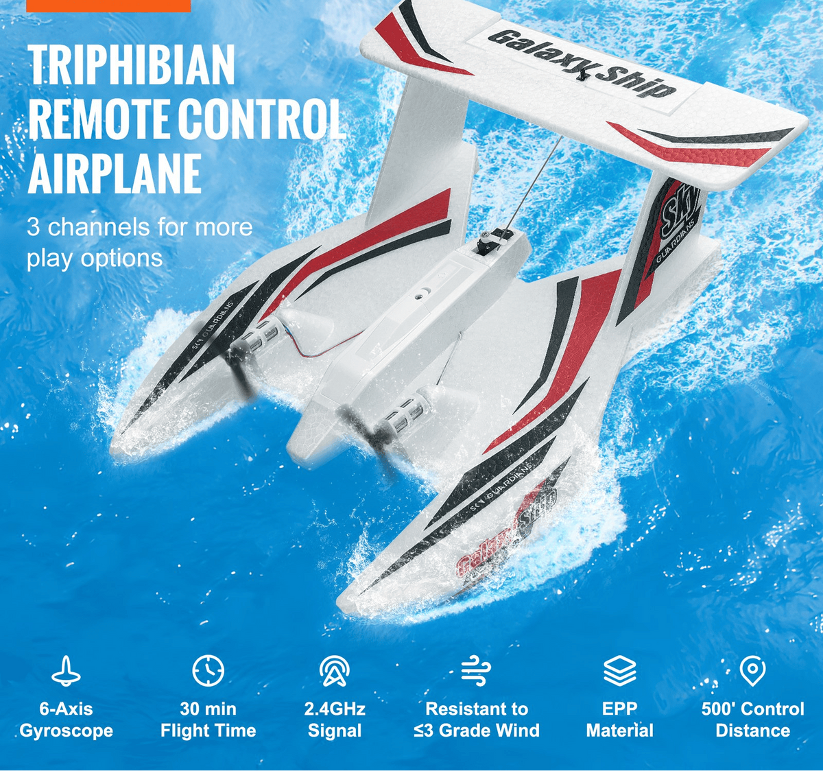 VEVOR RC Airplane Amphibious EPP Foam RC Plane Toy with 2.4 GHz Remote Control - The Little Big Store