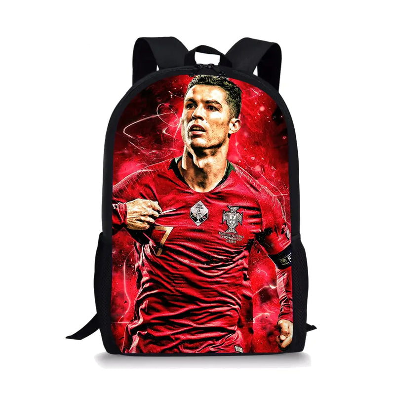 Cristiano Ronaldo 3D School Backpack | Kids Football School Bag with Multiple Compartments