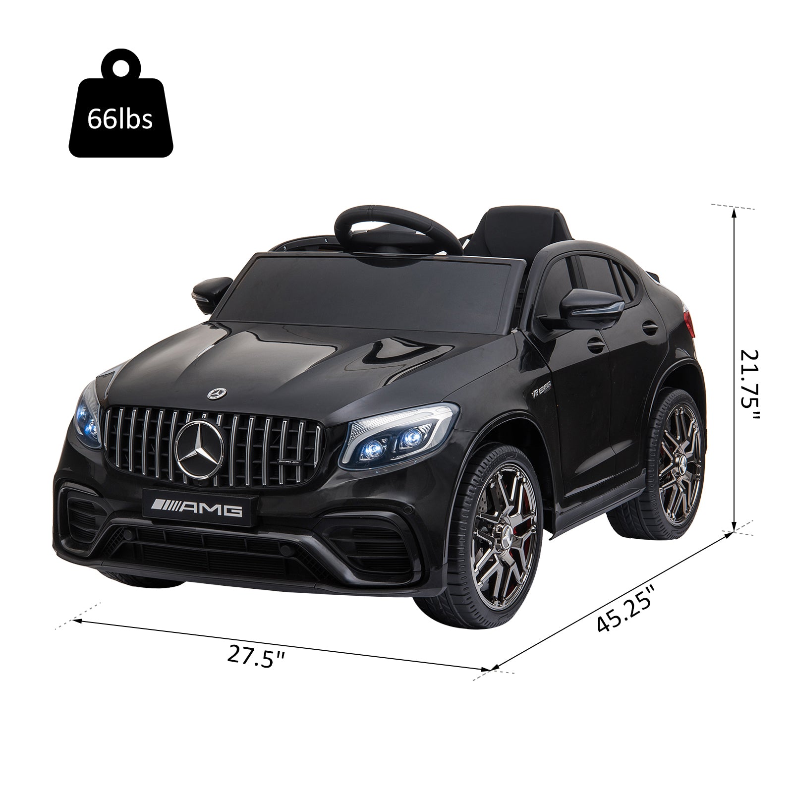 TheLittleBigStore 12V Mercedes AMG Kids Ride-On Car – Remote Control Electric Coupe (Black)