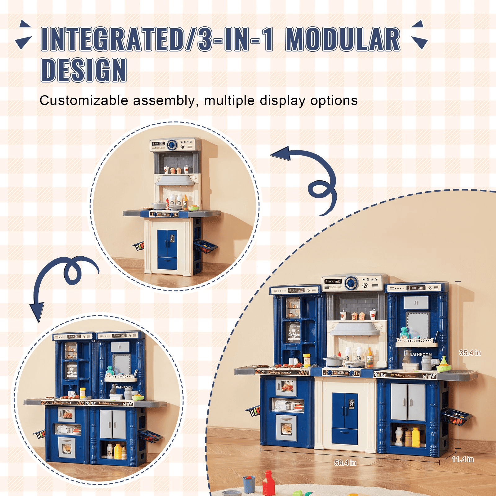 Christmas Gift! VEVOR Kitchen Playset Kids Pretend Cooking Play Toy 74 Piece Accessories Blue