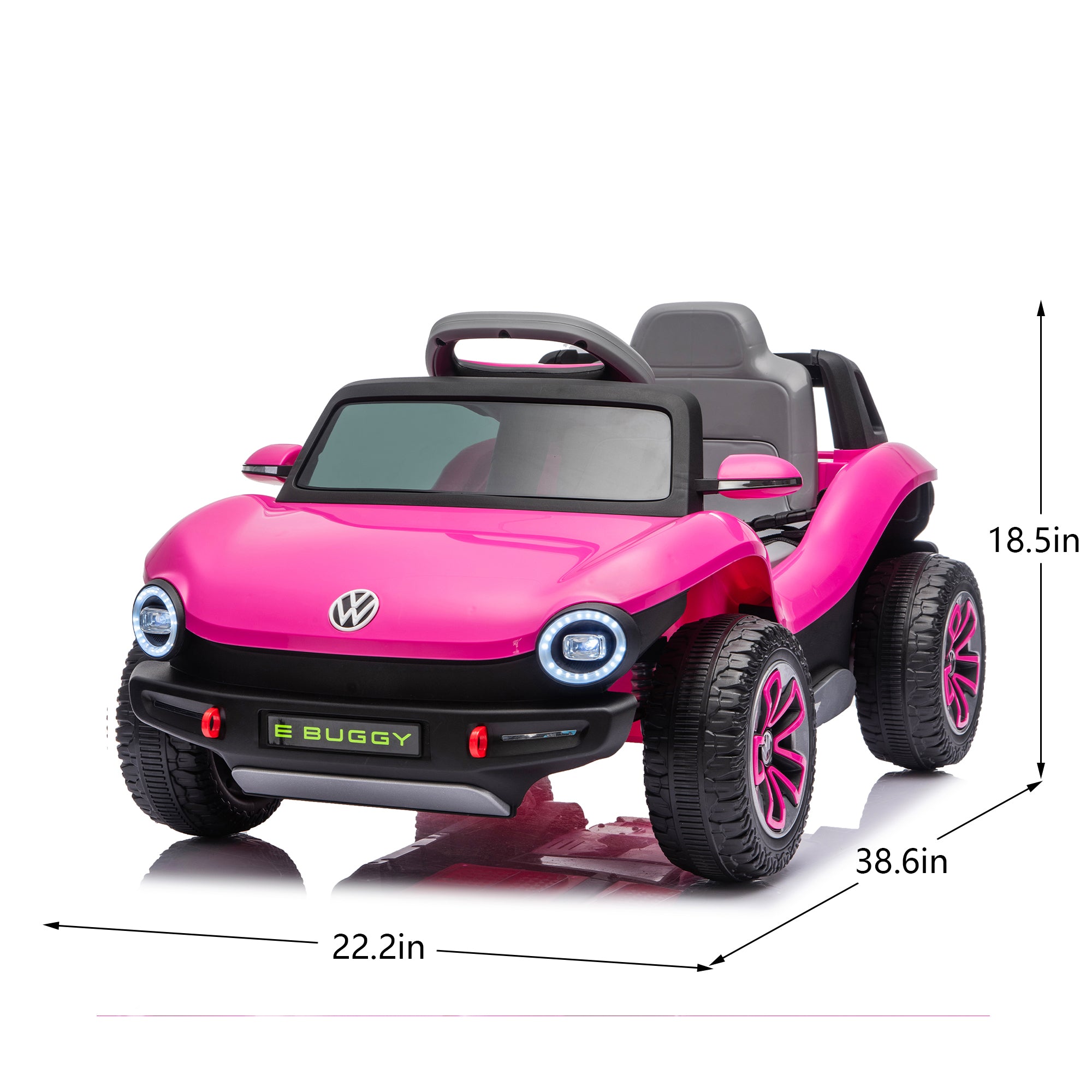 12V Licensed Volkswagen Beetle Kids Ride On Car, Pink