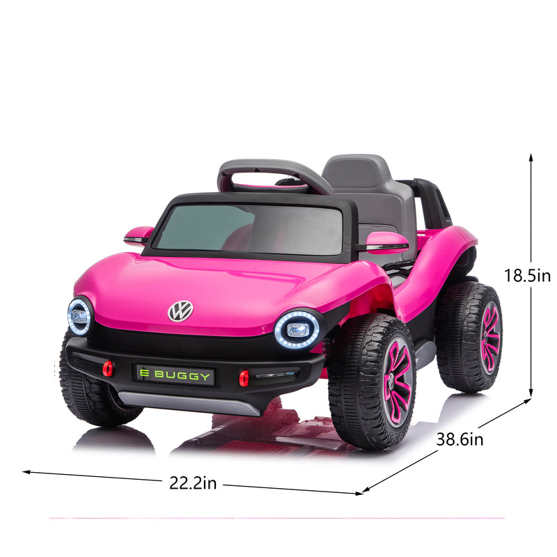 12V Licensed Volkswagen Beetle Kids Ride On Car, Pink