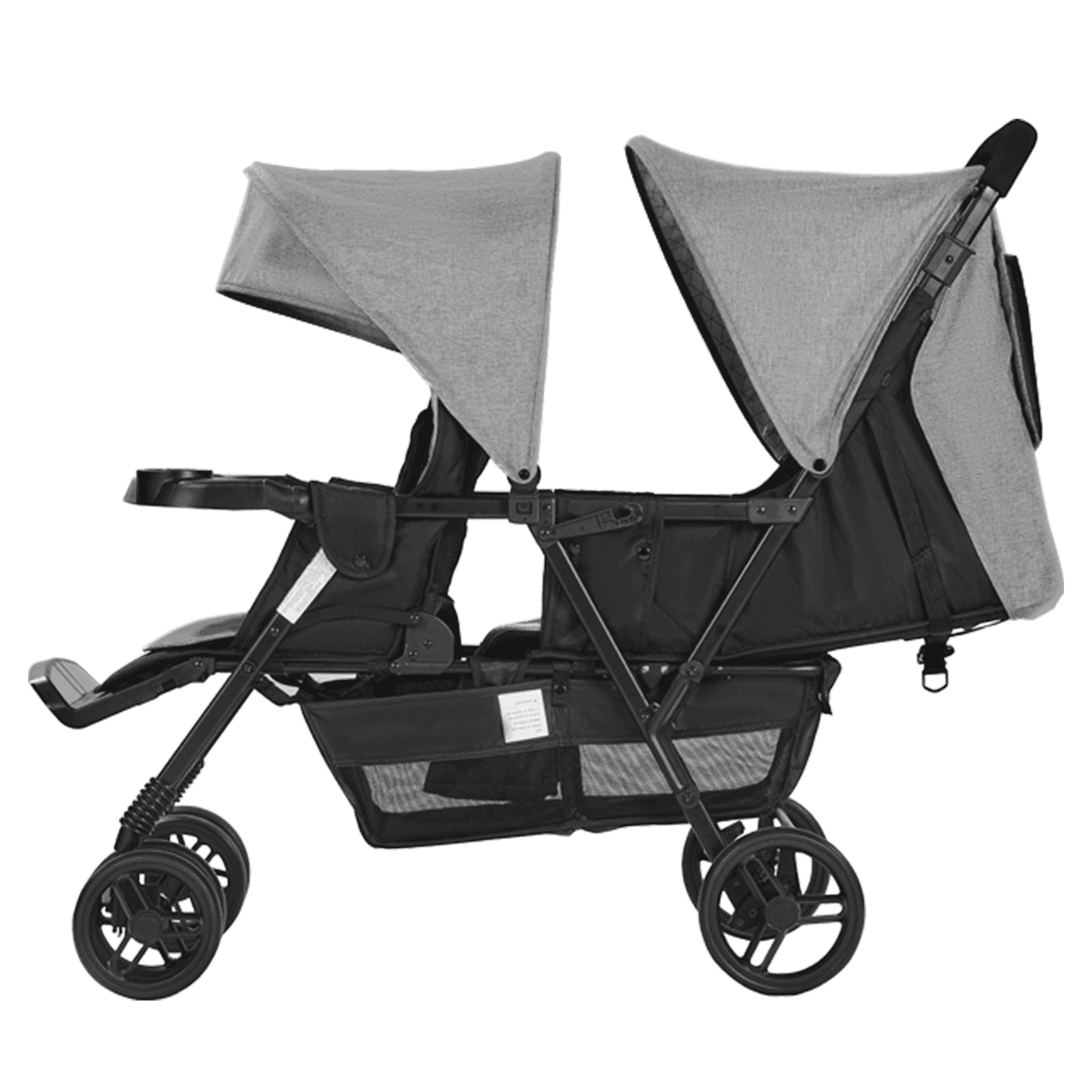 Double Stroller Foldable Lightweight Twin Tandem Stroller Dark Gray - The Little Big Store