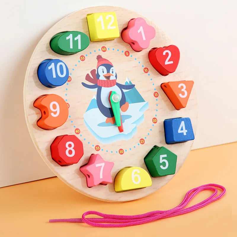 Montessori Wooden Clock Educational Game – Early Learning Time Puzzle Toy
