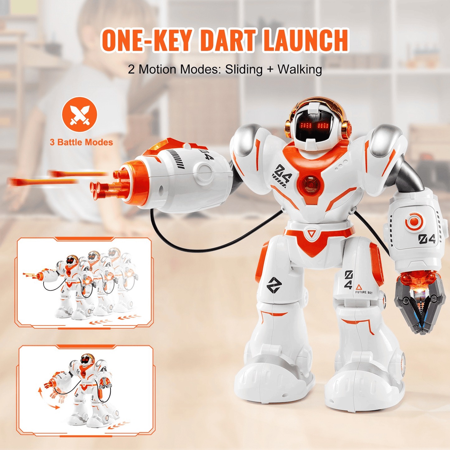 VEVOR RC Robot Toy Battle Robot for Kids Remote Control Robotic Toy Programmable - The Little Big Store
