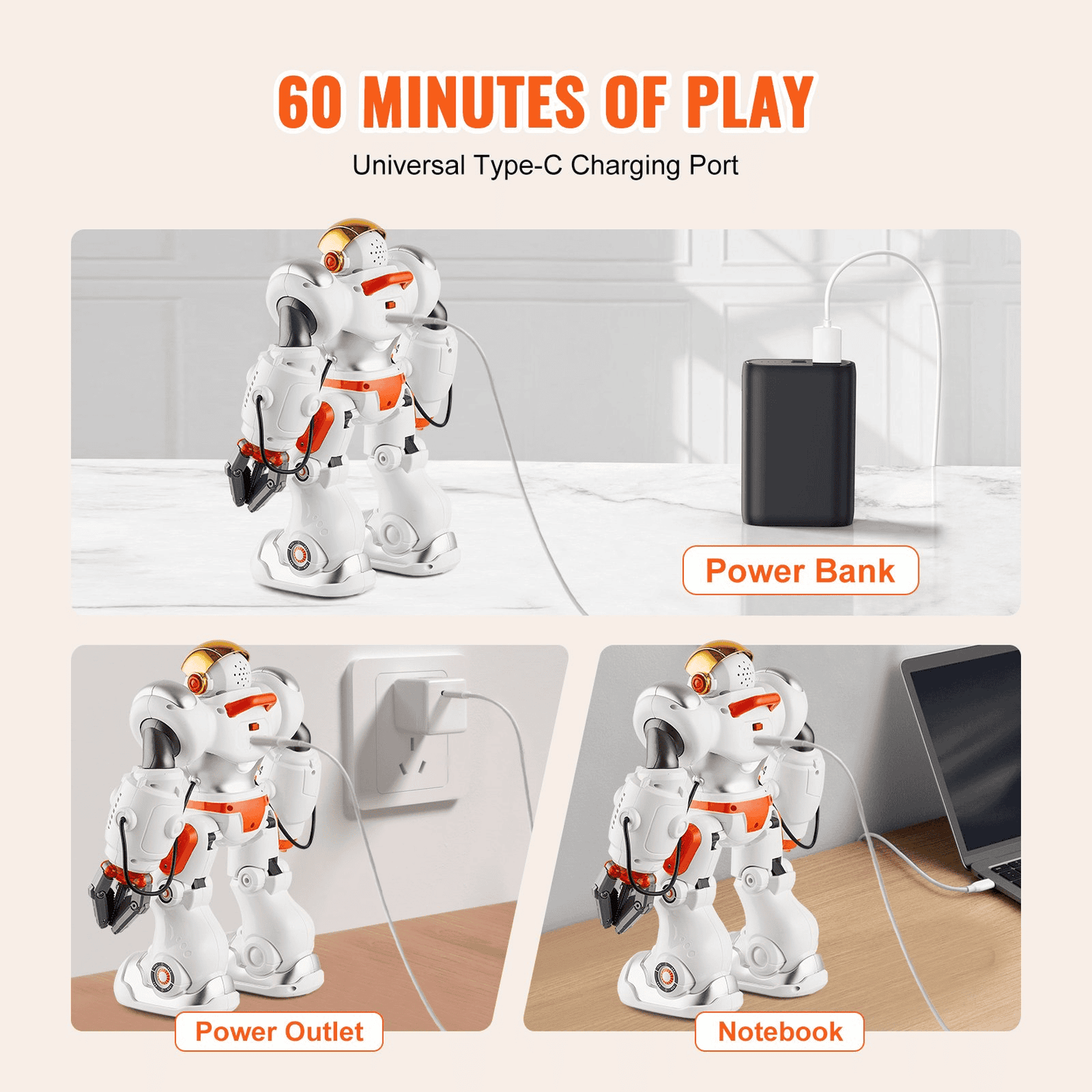 VEVOR RC Robot Toy Battle Robot for Kids Remote Control Robotic Toy Programmable - The Little Big Store