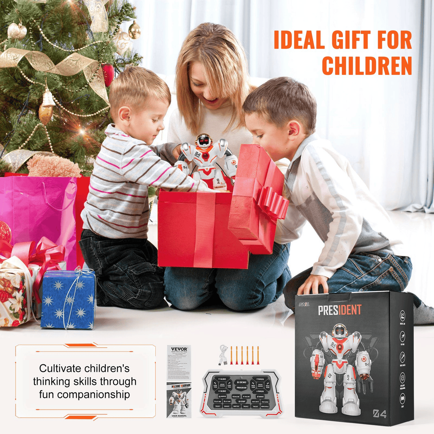VEVOR RC Robot Toy Battle Robot for Kids Remote Control Robotic Toy Programmable - The Little Big Store