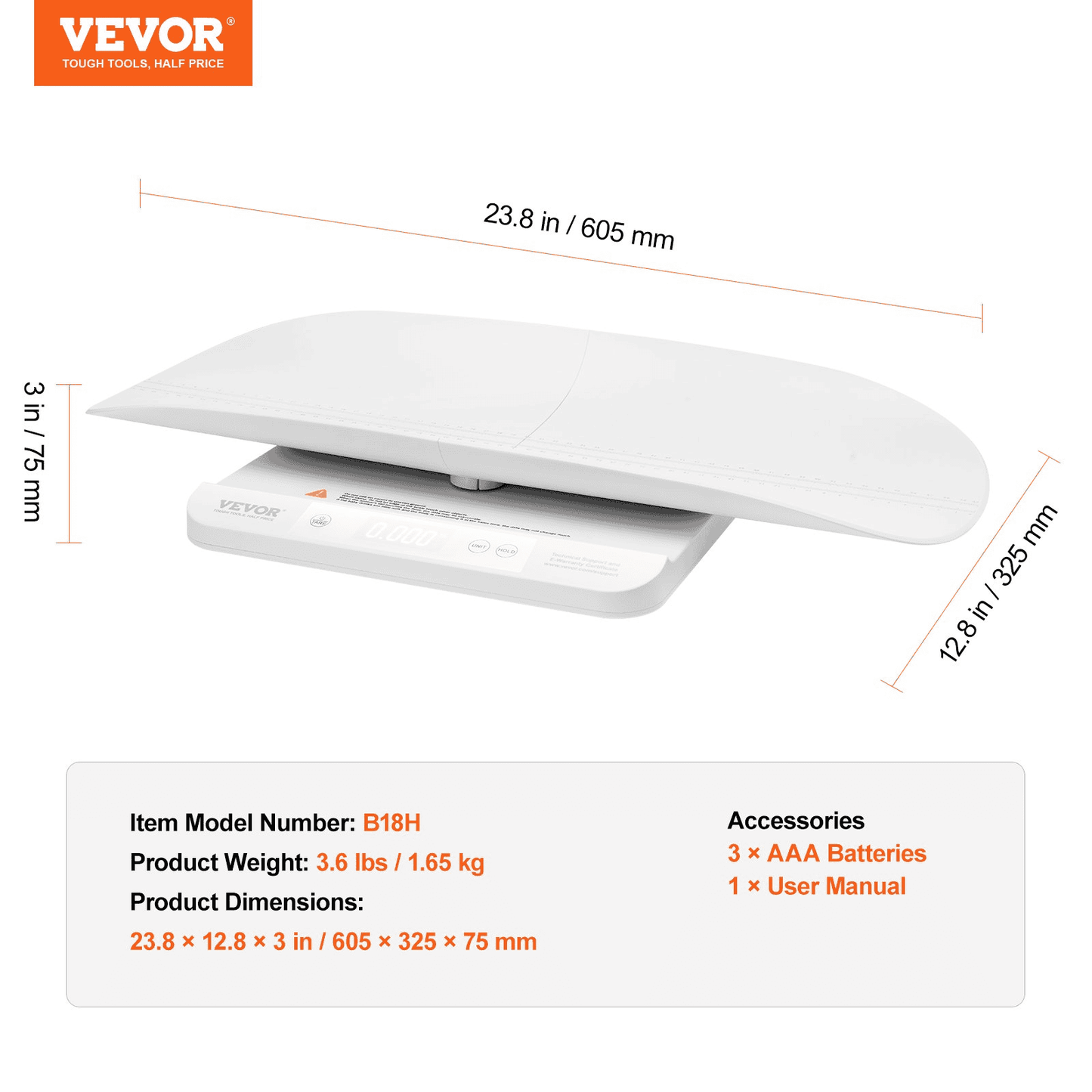 VEVOR Baby Scale Infant Weight Scale with Hold & Tare Function and 5 Units 66LBS - The Little Big Store