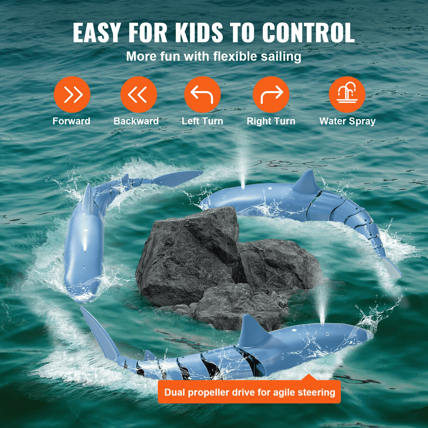 Remote Control Shark Toy 2.4 GHz High Speed RC Boat for Kids Adults Gift - The Little Big Store