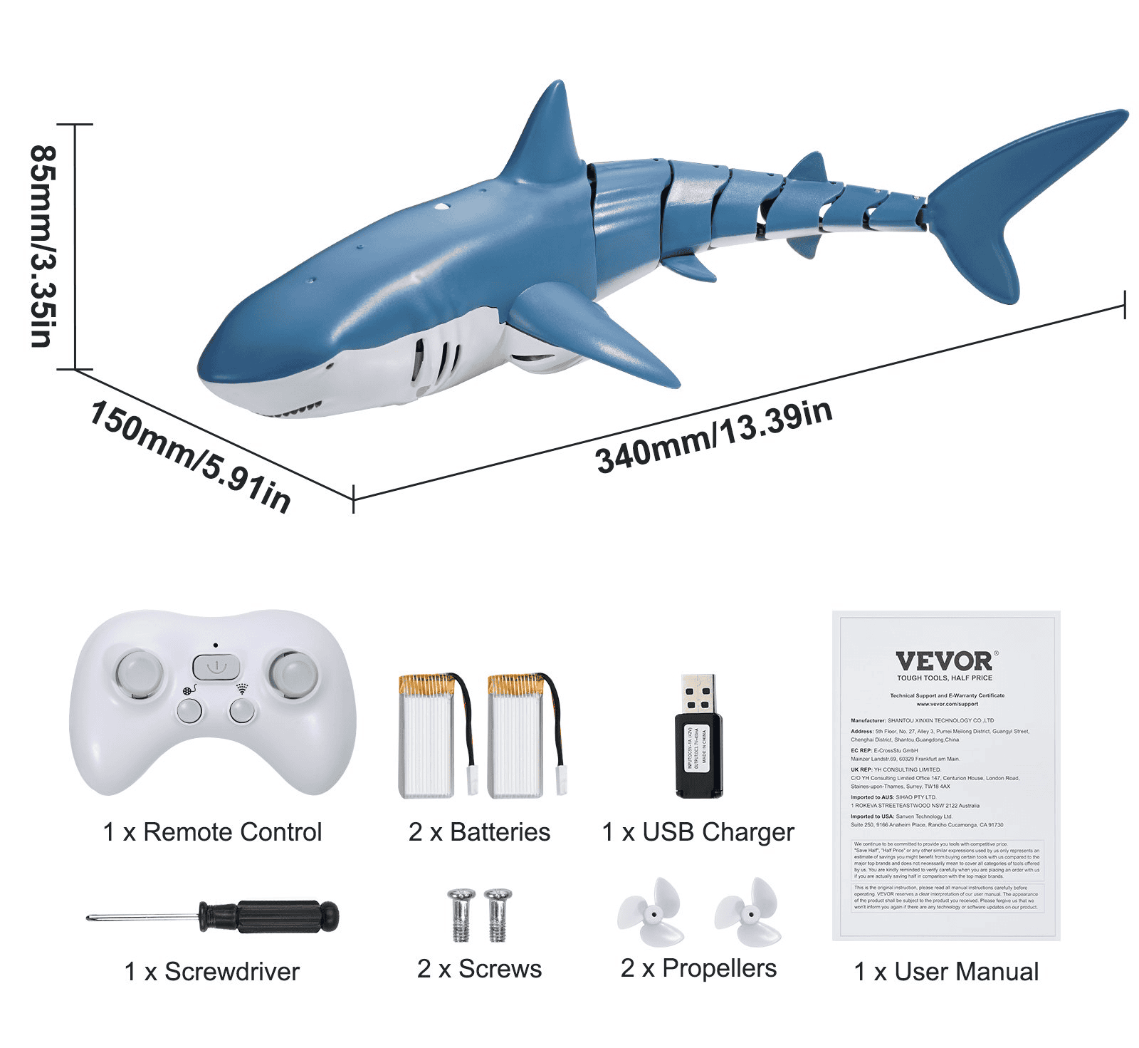 Remote Control Shark Toy Boat | USB Rechargeable RC Water Racing Shark