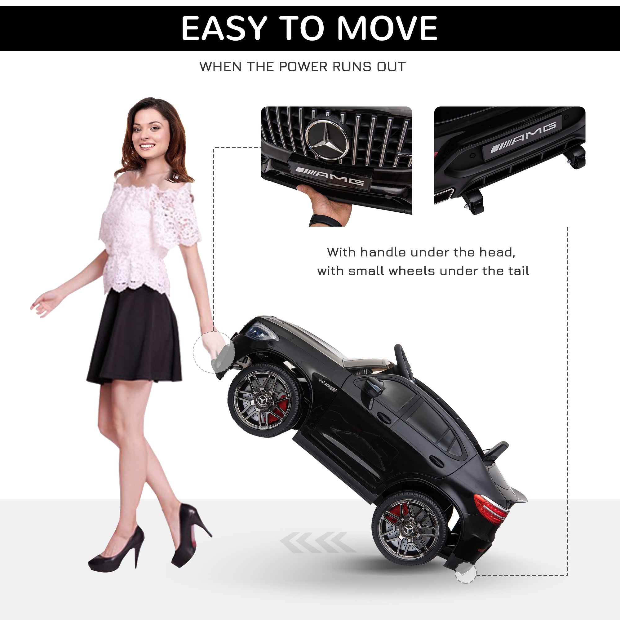 TheLittleBigStore 12V Mercedes AMG Kids Ride-On Car – Remote Control Electric Coupe (Black)