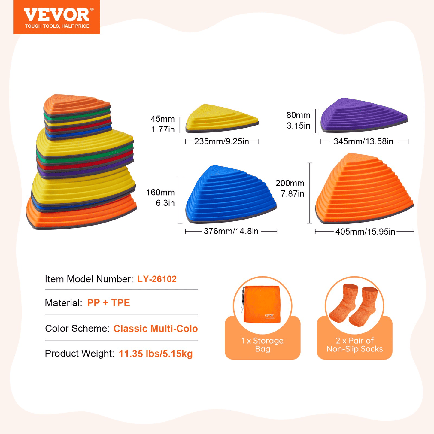 VEVOR Kids Balance Stepping Stones Sensory Obstacle Course 12 PCS Outdoor Indoor - The Little Big Store