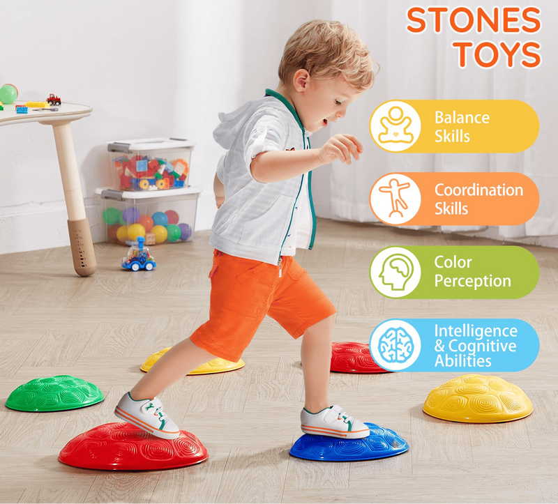 Kids Balance Stepping Stones Sensory Obstacle Course 6 PCS Outdoor Indoor