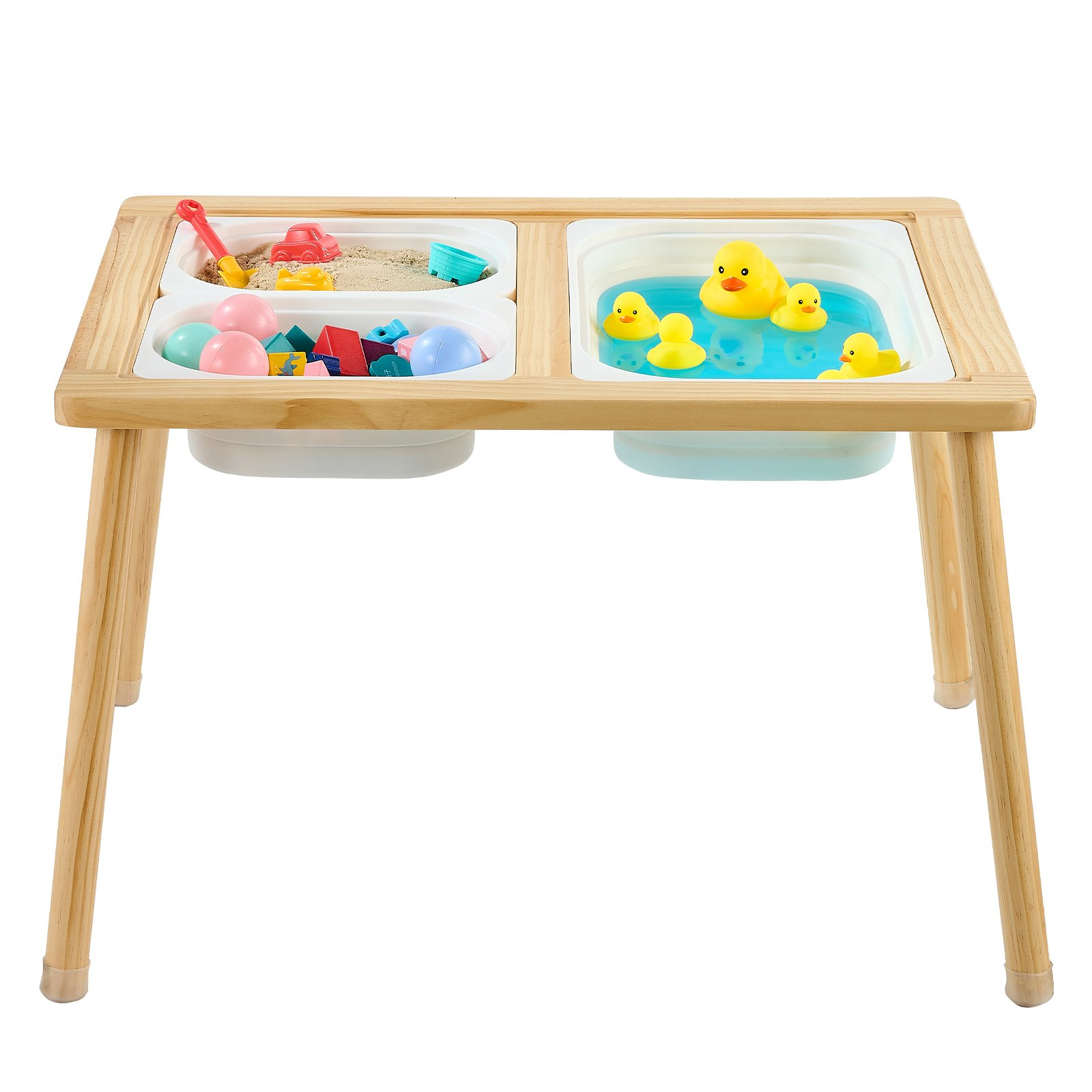 7-in-1 Wooden Sensory Table for Toddlers with Storage Bins