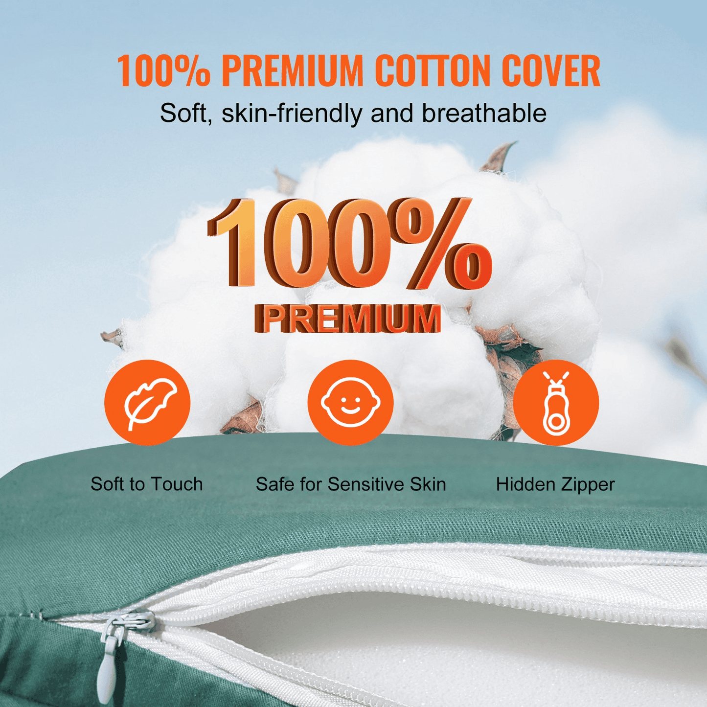 VEVOR Baby Infant Lounger 100% Cotton Soft Newborn Nest Sleeper with Headrest - The Little Big Store