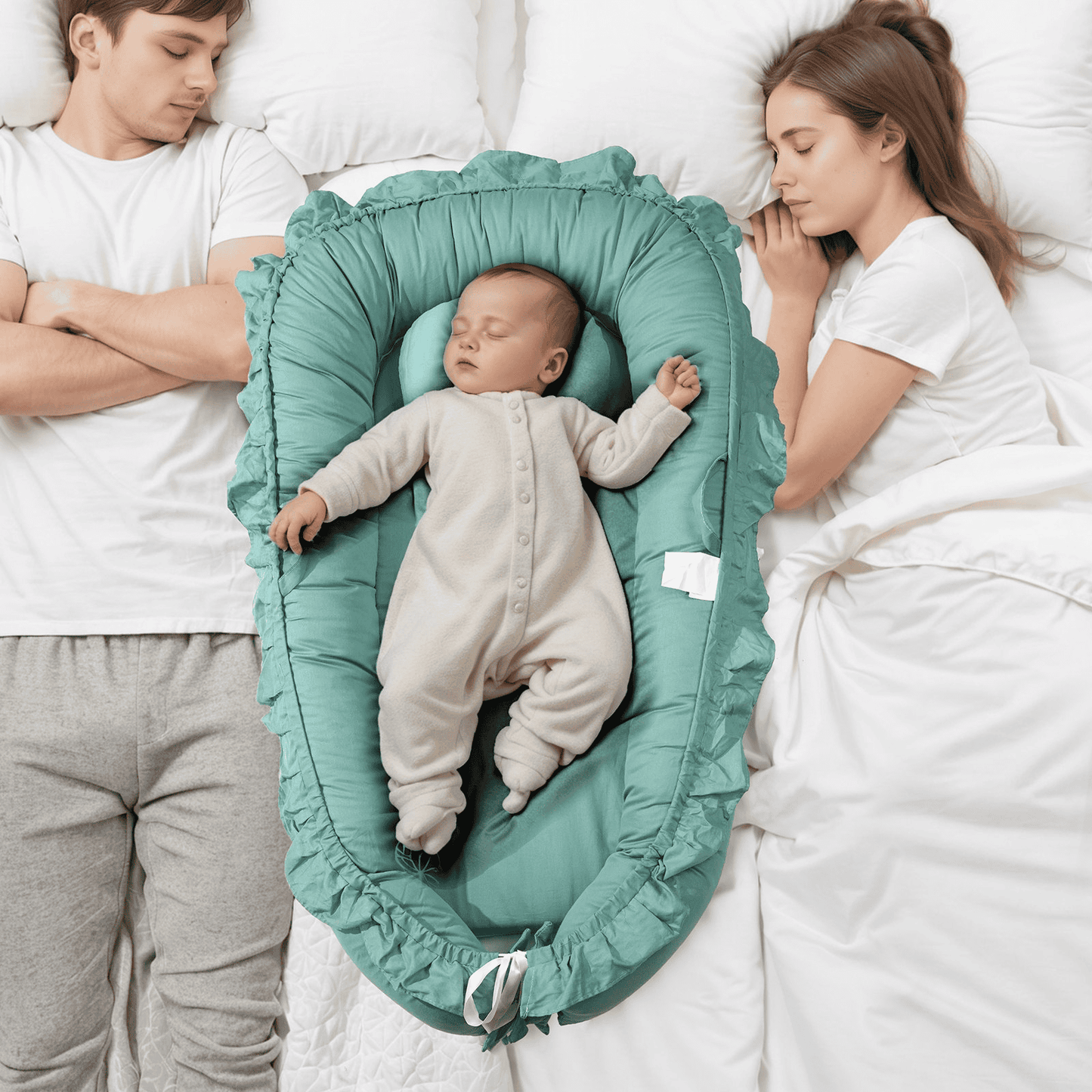VEVOR Baby Infant Lounger 100% Cotton Soft Newborn Nest Sleeper with Headrest - The Little Big Store