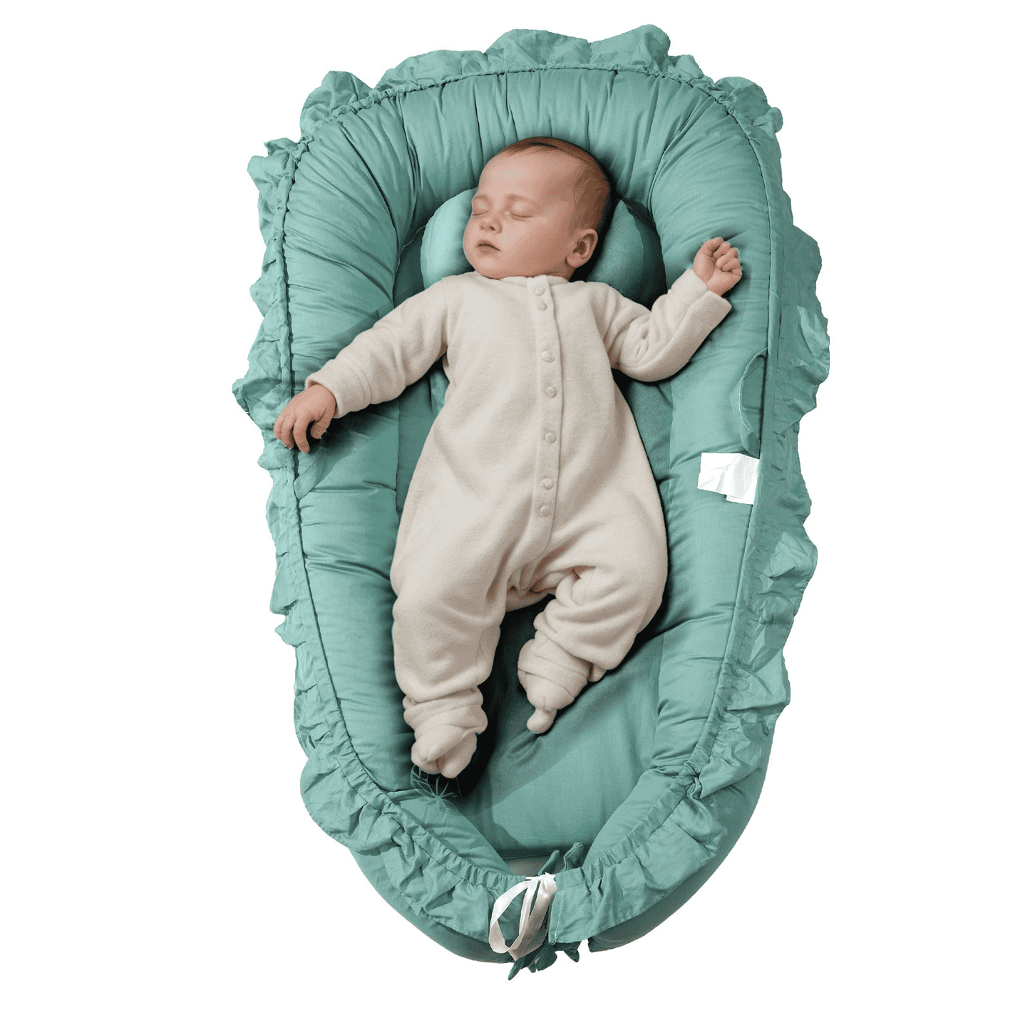 VEVOR Baby Infant Lounger 100% Cotton Soft Newborn Nest Sleeper with Headrest - The Little Big Store