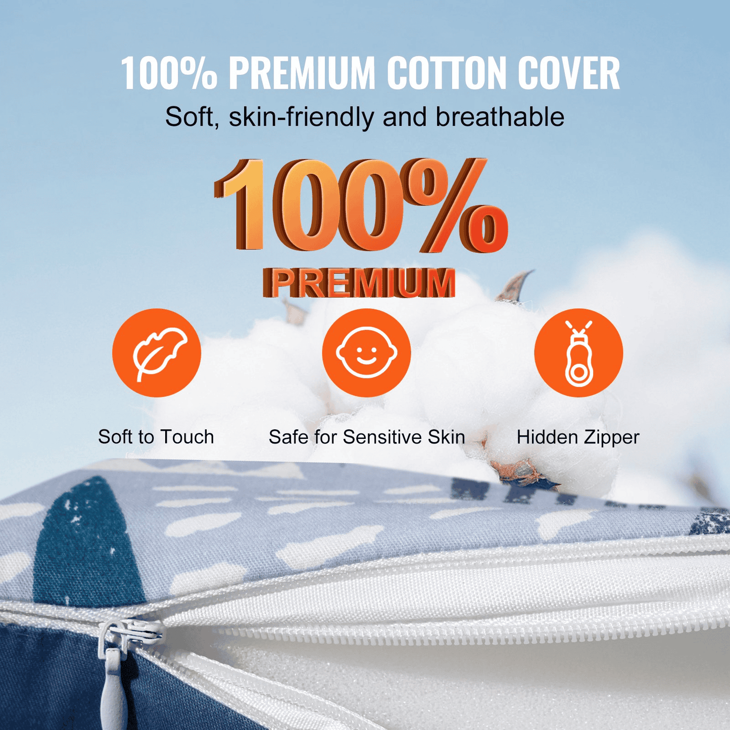 VEVOR Baby Lounger 100% Cotton Newborn Nest Sleeper with Headrest and 2 Covers - The Little Big Store