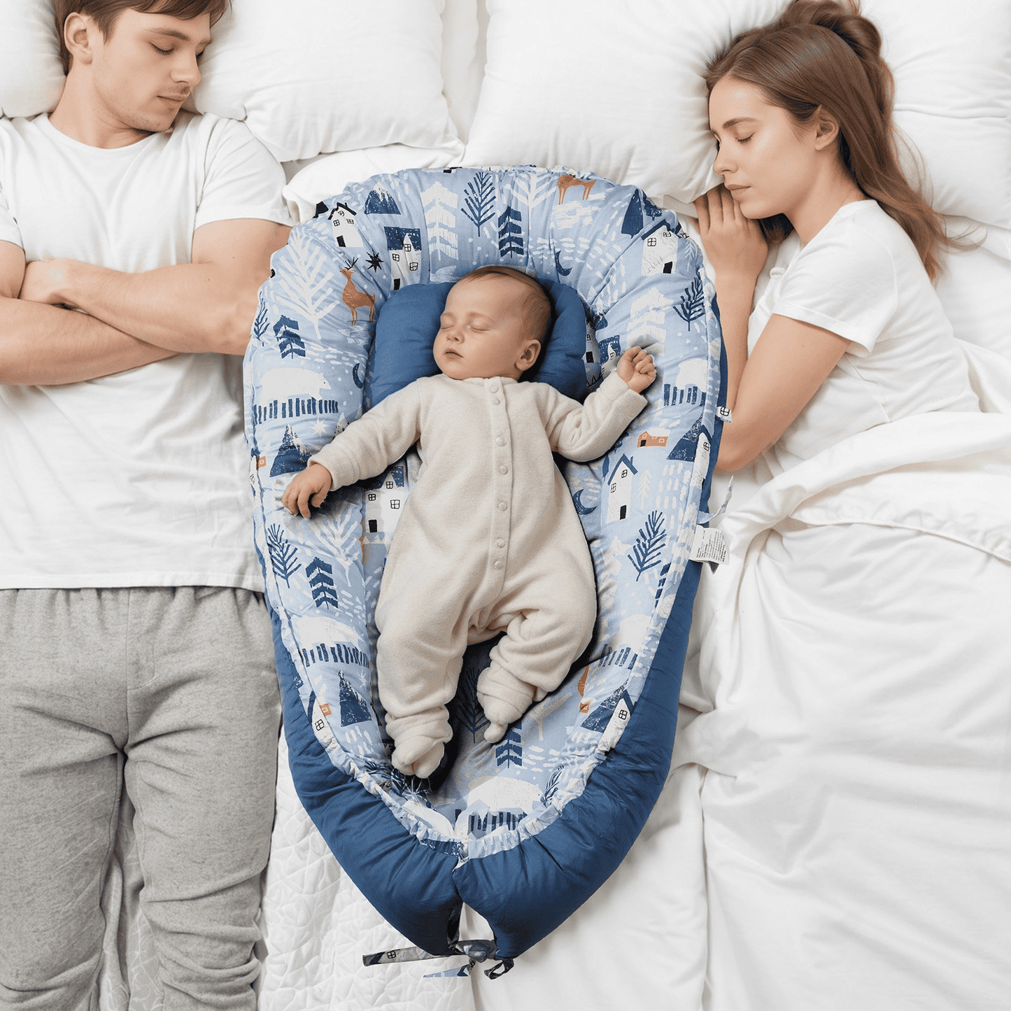 VEVOR Baby Lounger 100% Cotton Newborn Nest Sleeper with Headrest and 2 Covers - The Little Big Store