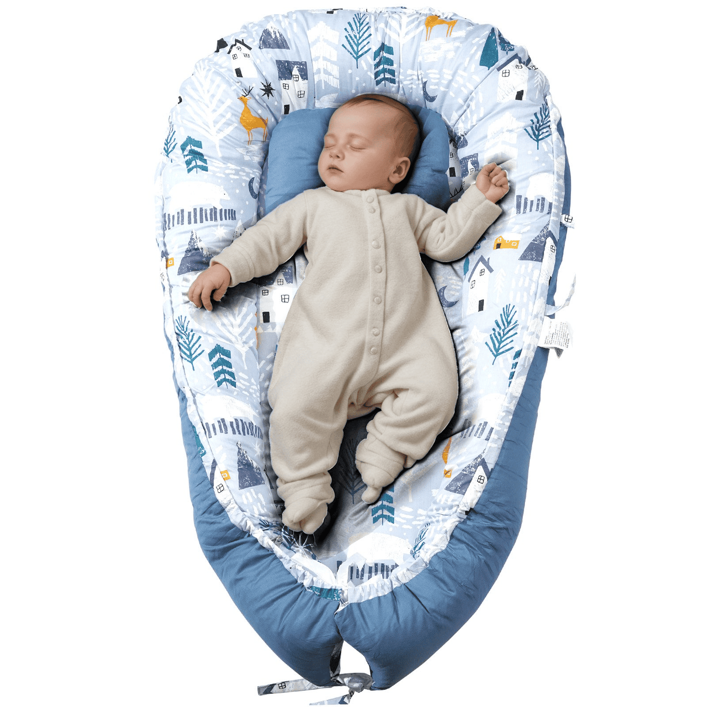 VEVOR Baby Lounger 100% Cotton Newborn Nest Sleeper with Headrest and 2 Covers - The Little Big Store