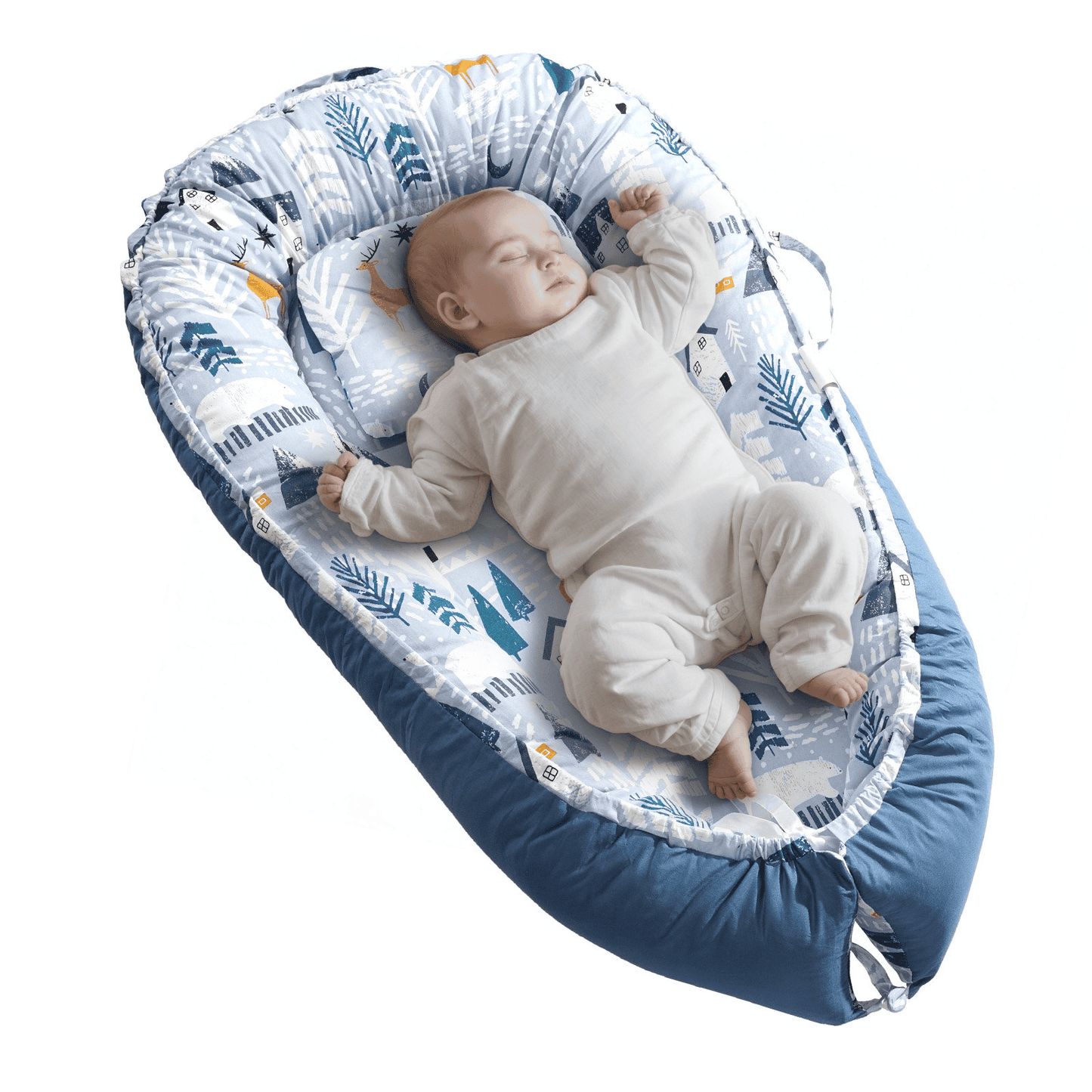VEVOR Baby Lounger 100% Cotton Newborn Nest Sleeper with Headrest and 2 Covers - The Little Big Store