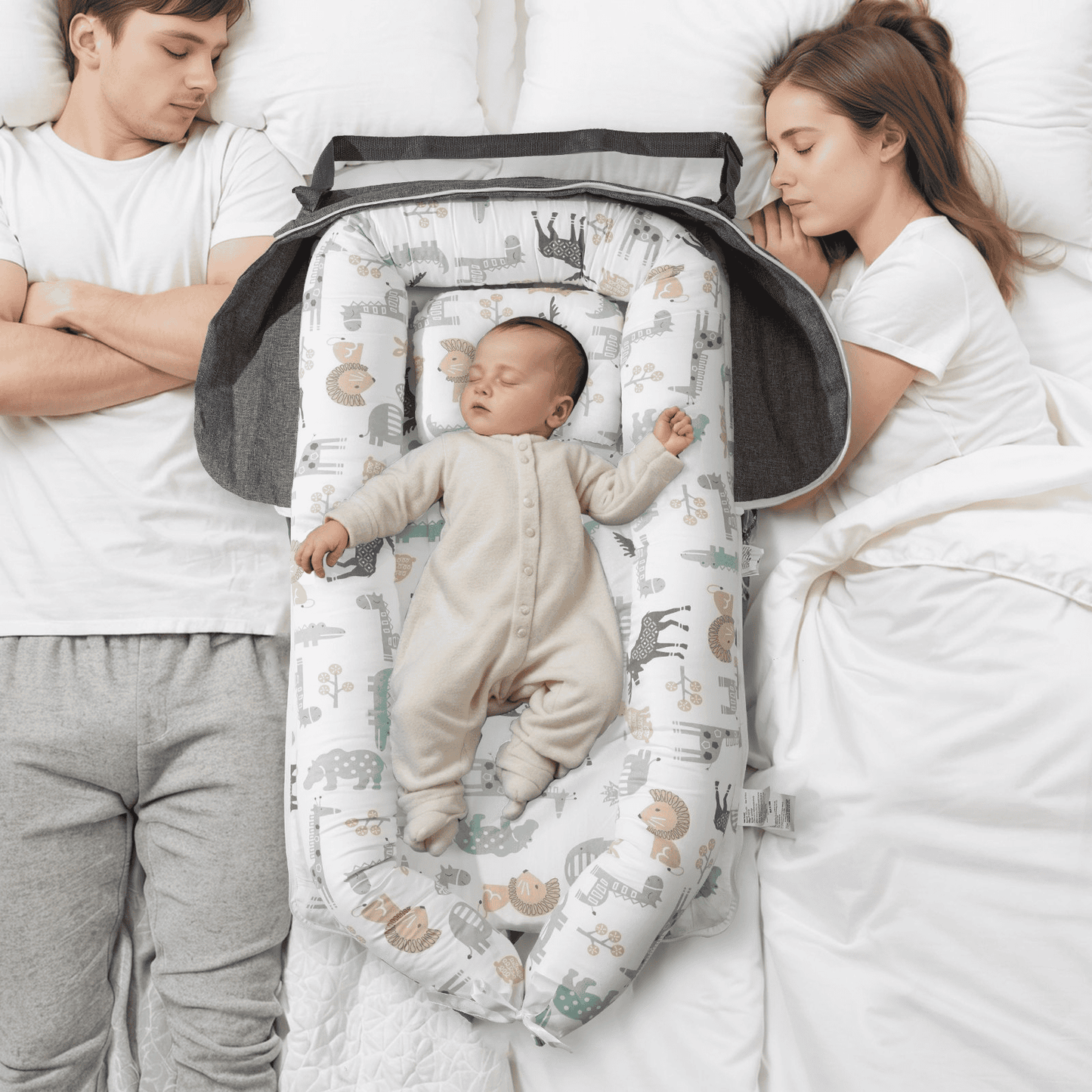 VEVOR Baby Lounger Baby Nest Sleeper for Newborn 100% Cotton with Headrest - The Little Big Store