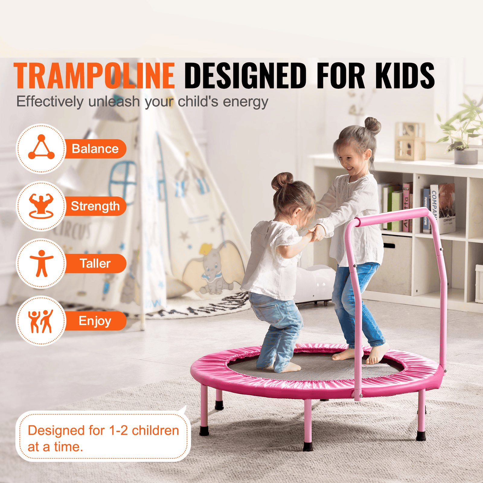 36" Foldable Mini Trampoline for Kids – Indoor & Outdoor Fun Jumper
