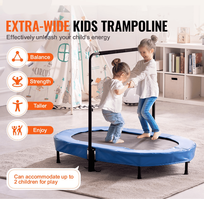 56" Trampoline for Kids Foldable Mini Toddler Trampoline Indoor Outdoor