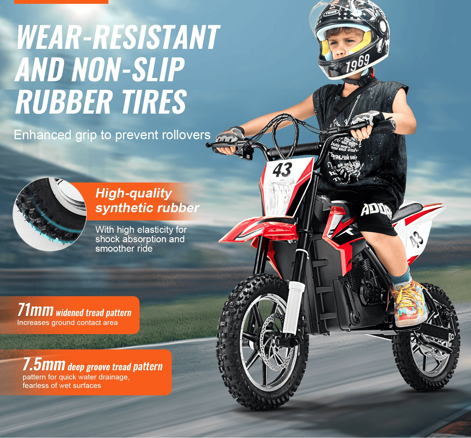 Kids Ride on Motorcycle 36V Electric Motorbike with LED for Kids Aged 14+