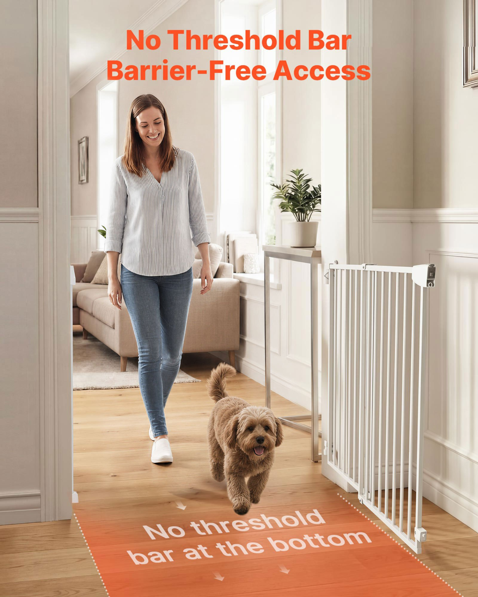 Adjustable Baby Gate for Stairs Metal Safety Pet Gate 31-48 Inch