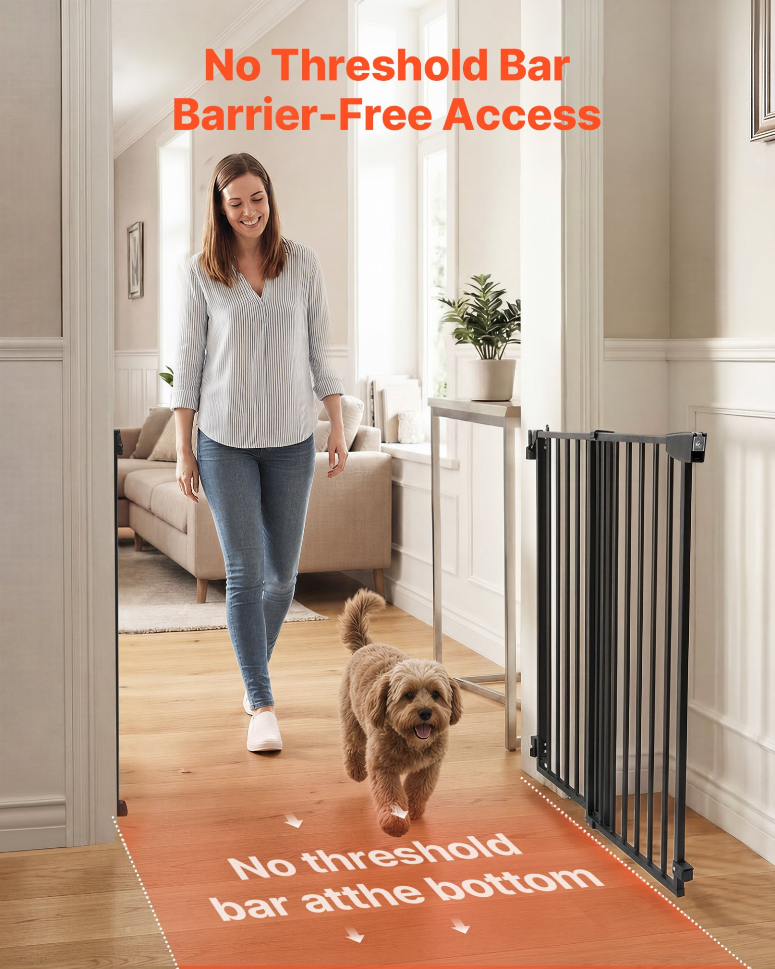 Adjustable Baby & Pet Safety Gate for Stairs – 30 Inch Hardware Mounted Barrier (Black)
