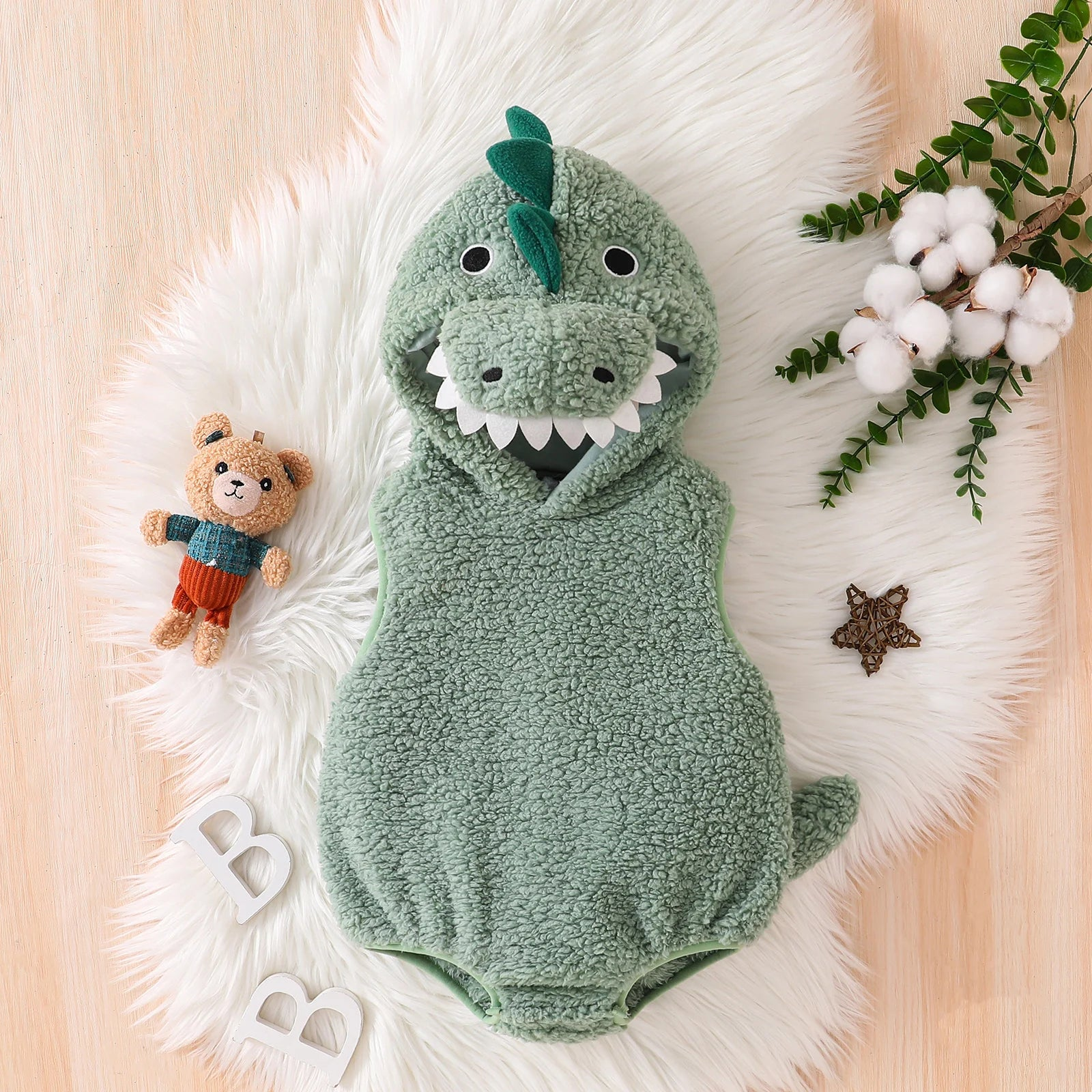Baby Dinosaur Romper Costume with Matching Hat