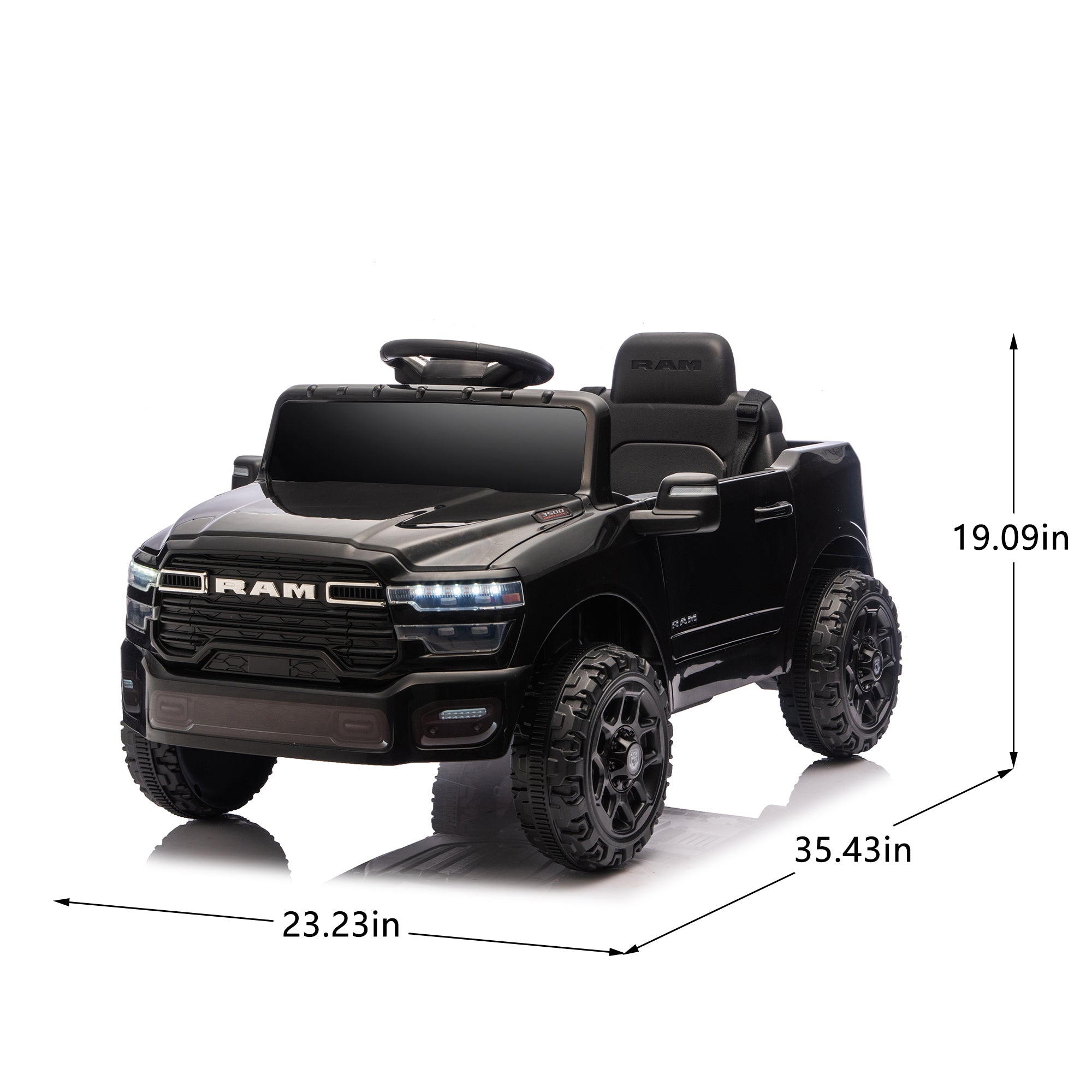 12V Licensed Dodge RAM 3500 2-Seater Ride-On Truck – Black