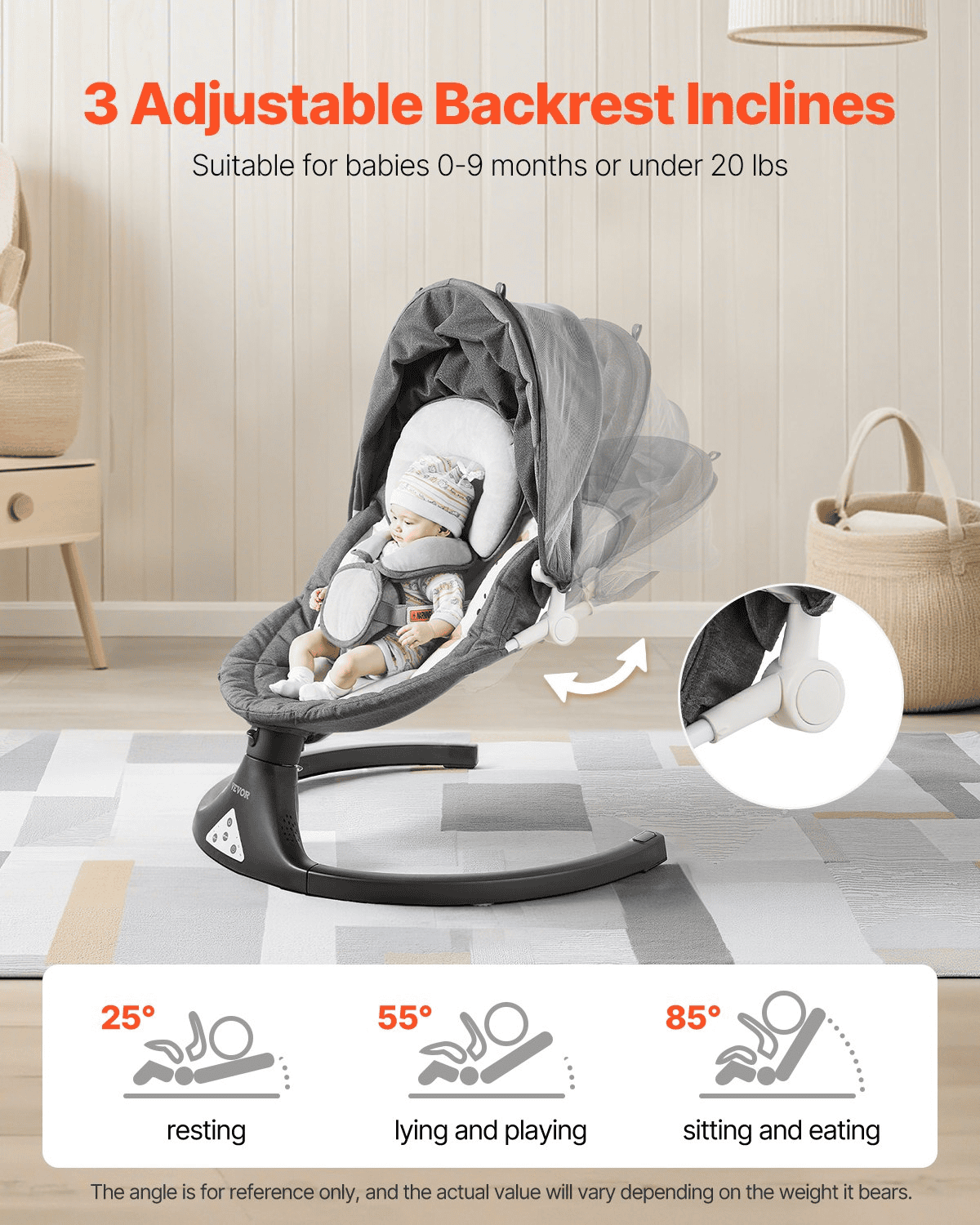 Baby Swing for Infants 5 Speeds 3 Seat Positions Remote Control - The Little Big Store