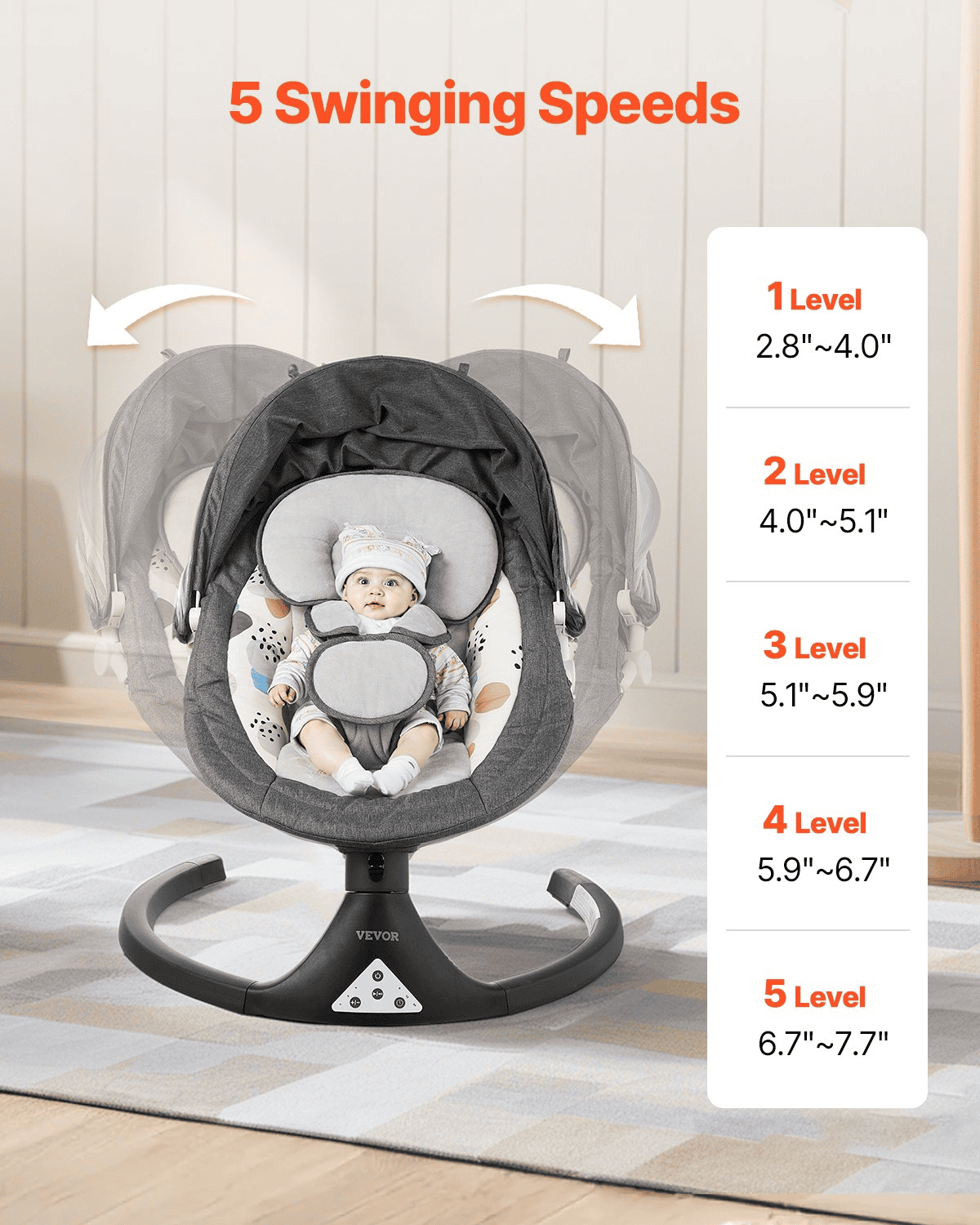 Baby Swing for Infants 5 Speeds 3 Seat Positions Remote Control - The Little Big Store