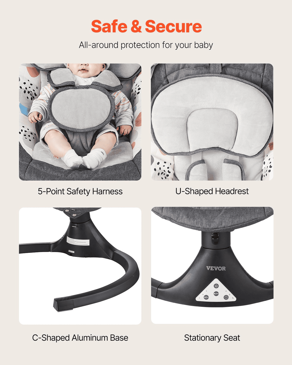 Baby Swing for Infants 5 Speeds 3 Seat Positions Remote Control - The Little Big Store