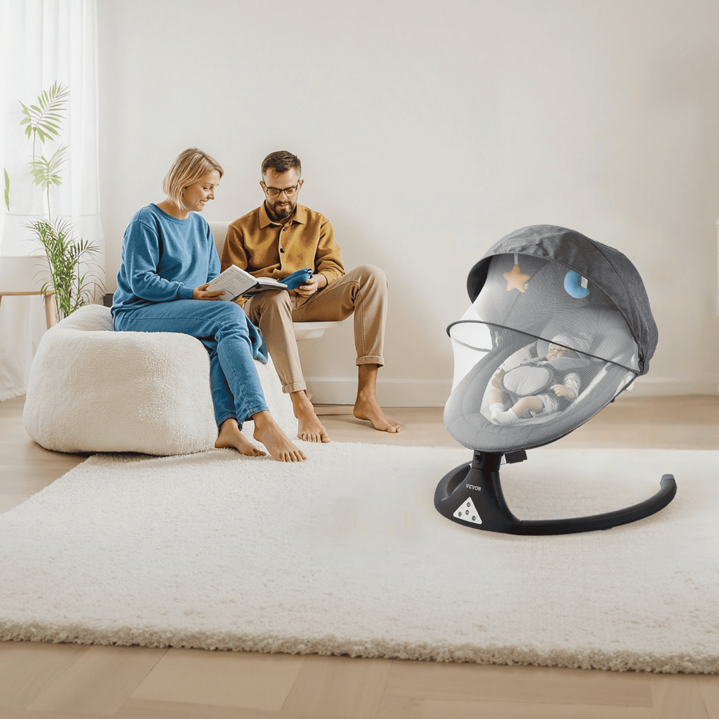 Baby Swing for Infants 5 Speeds 3 Seat Positions Remote Control - The Little Big Store