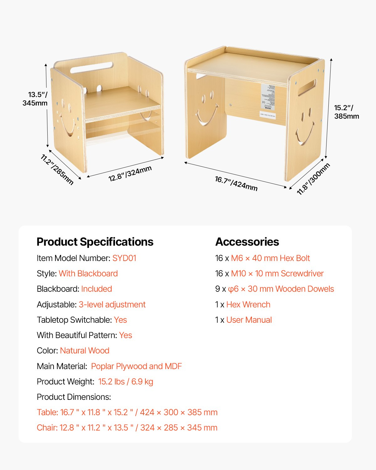 Montessori Weaning Table & Chair Set – 3-in-1 Adjustable Wooden Toddler Furniture