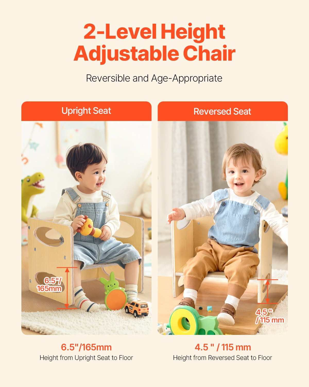 Montessori Weaning Table and Chair Set – Adjustable Wooden Toddler Activity Set (Natural)