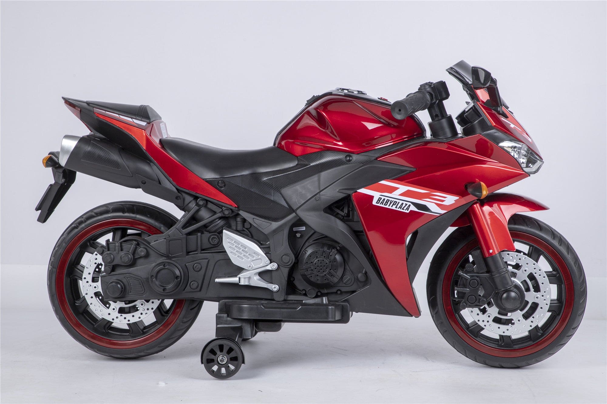 12V Kids Motorcycle Ride-On with Training Wheels & LED Lights