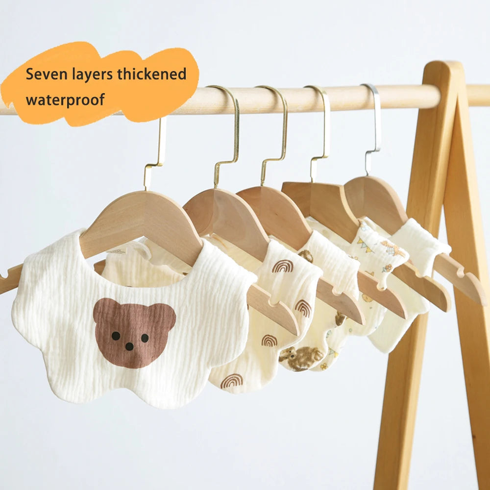 Multi-Layered Waterproof Baby Bib – 7-Layer Soft Cotton Collar Bib with 38 Cute Print Designs for Infants & Toddlers